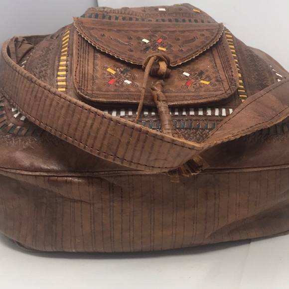 Vintage Tooled Leather Drawstring bag/purse - Picture 5 of 8